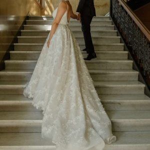 Martina Liana backless A-line wedding dress with floral detail